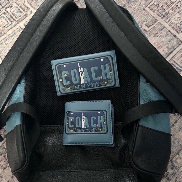 Coach West Green Double Zip Compartment Leather Backpack - Picture 6 of 6